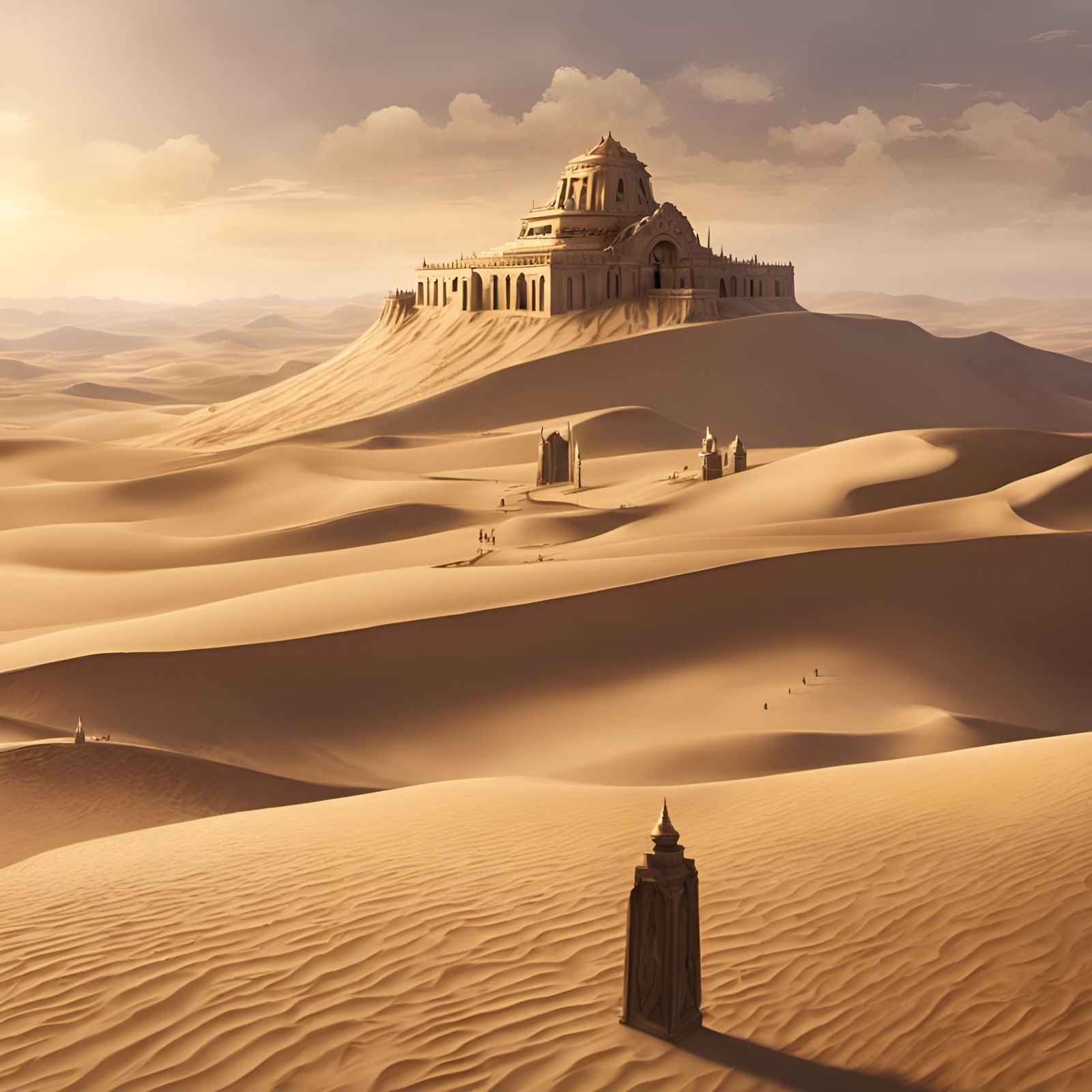 Ancient Desert Temple Entrance in Realistic Fantasy Style