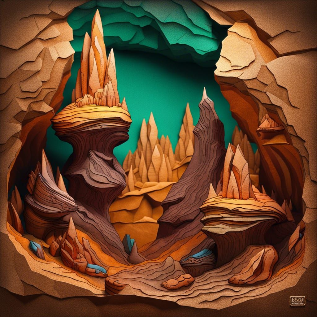 Kraft Paper Hoodoo Rock Formation: 3D Art