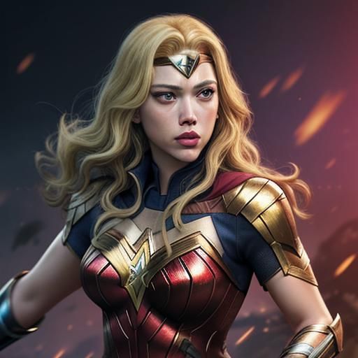 Hyperrealistic Blonde Wonder Woman Splash Art