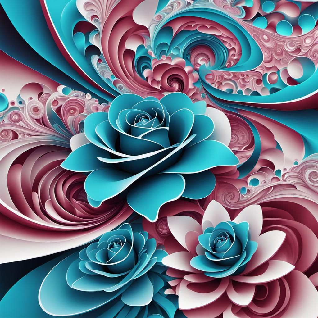 Abstract Fractal Wave Function in Zentangle Style