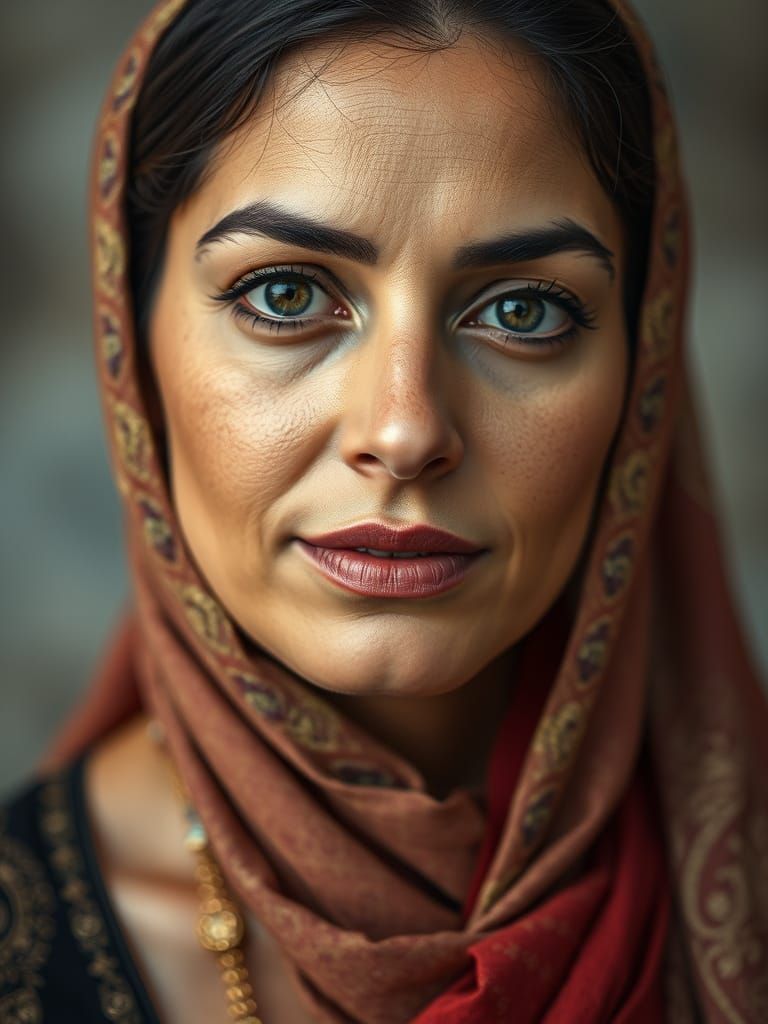 Photorealistic Headshot of a Calm Arabic Woman