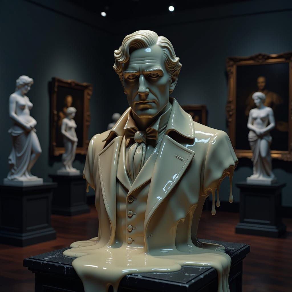 Melting Sherlock Holmes Wax Statue in Gothic Horror Style