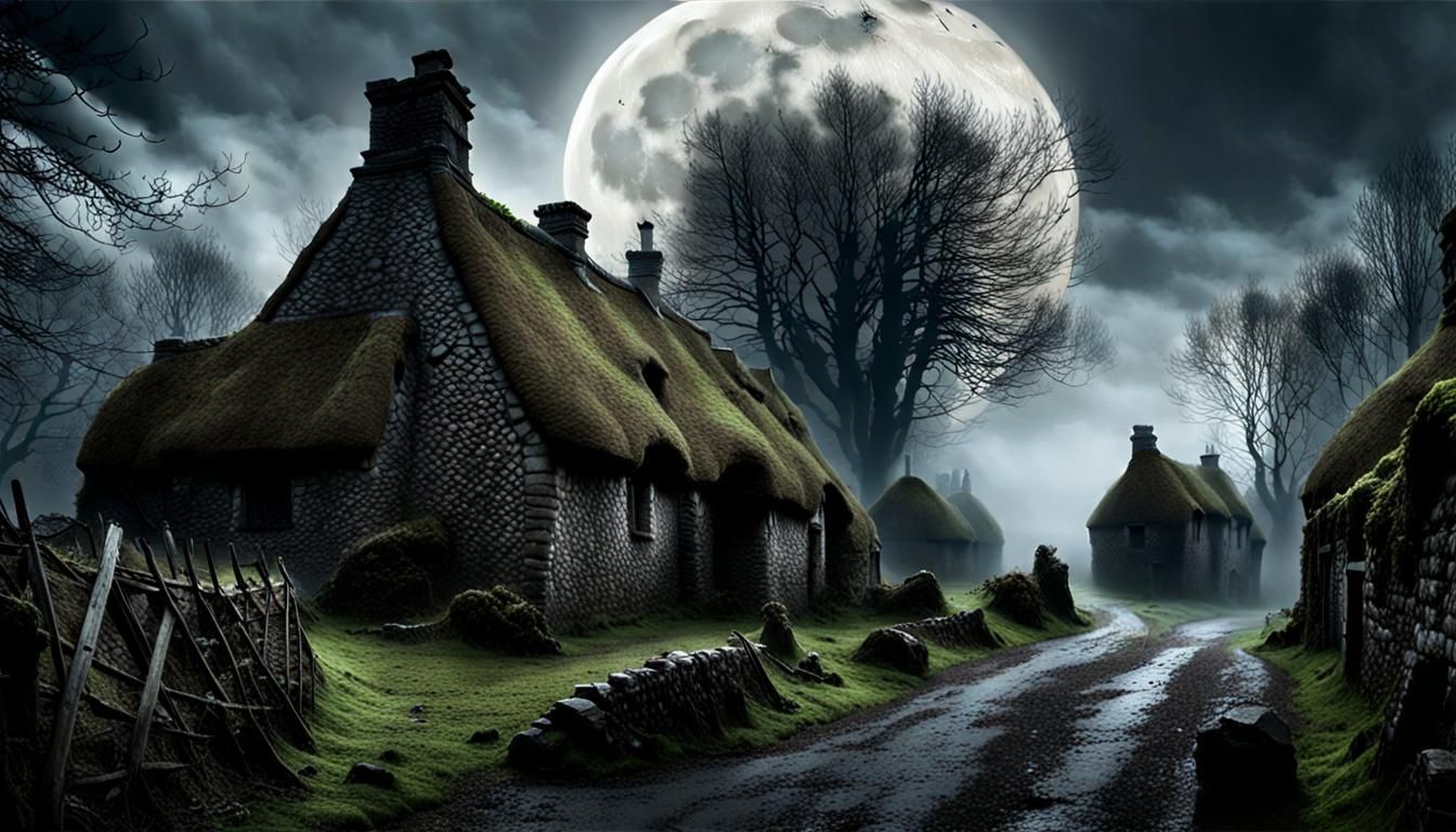 Moonlit Haunted Village in Ireland