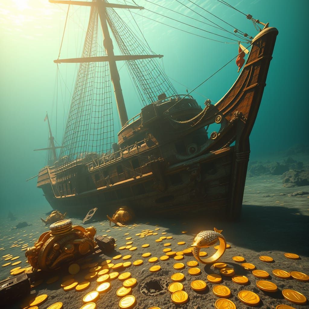 Majestic Modern Shipwreck at Ocean Floor