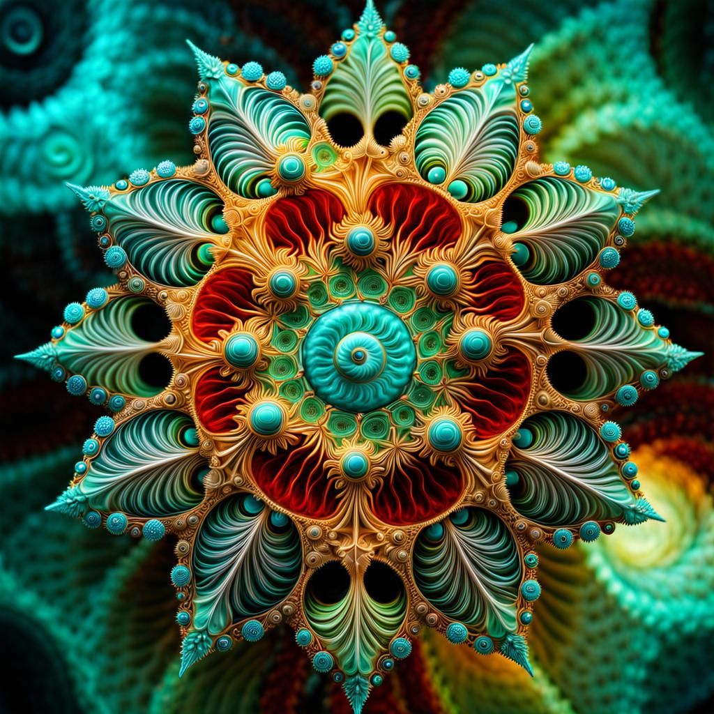ammonite fractal kaleidoscope geometry colour star
