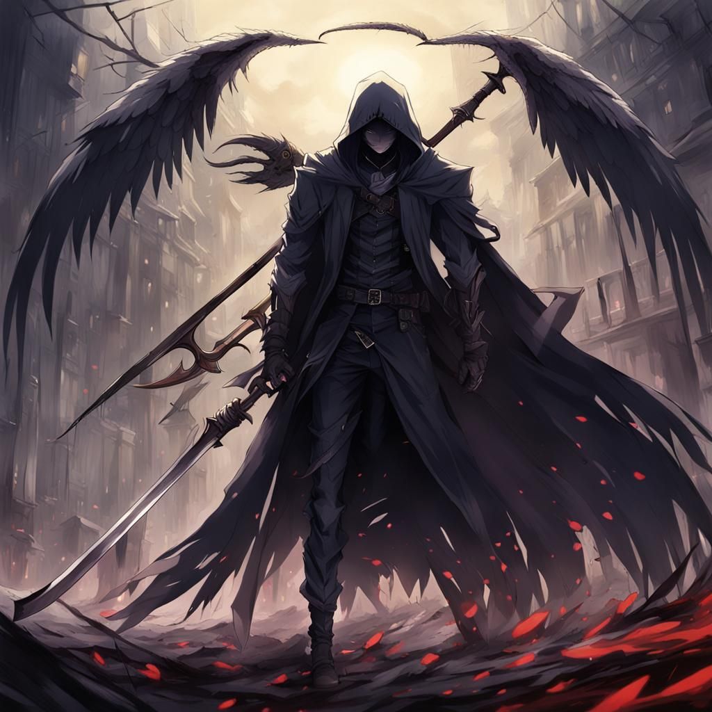 Male Angel of Death in Anime Style