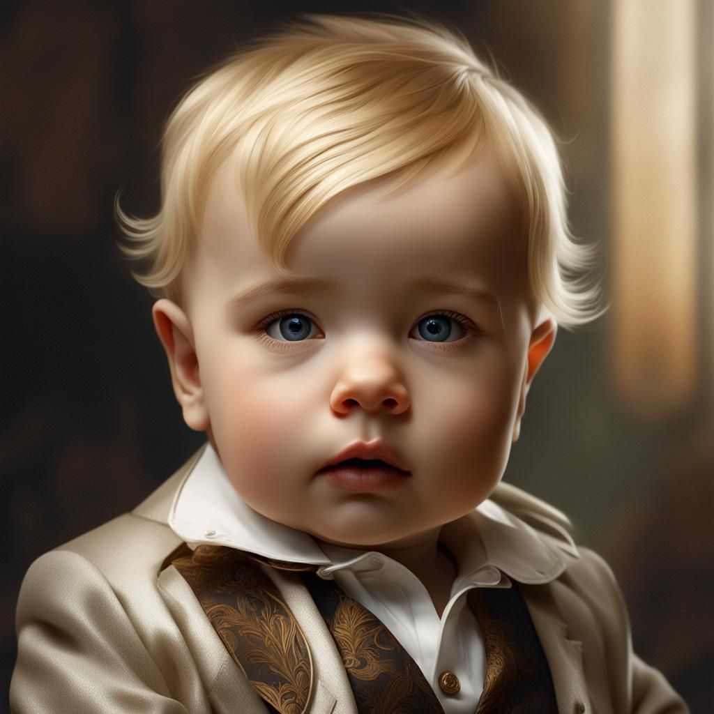 Baby in Suit: Detailed Digital Portrait