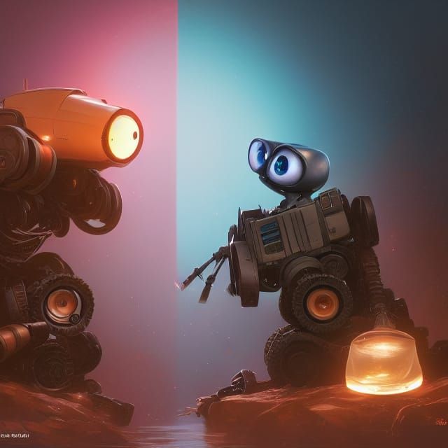 WALL-E and Eve in Love: Hyperdetailed Concept Art