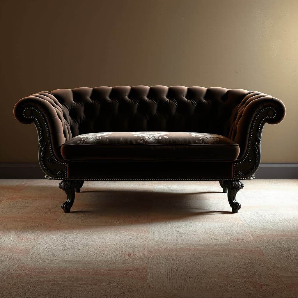 Luxurious Velvet Couch in Cozy Study Setting