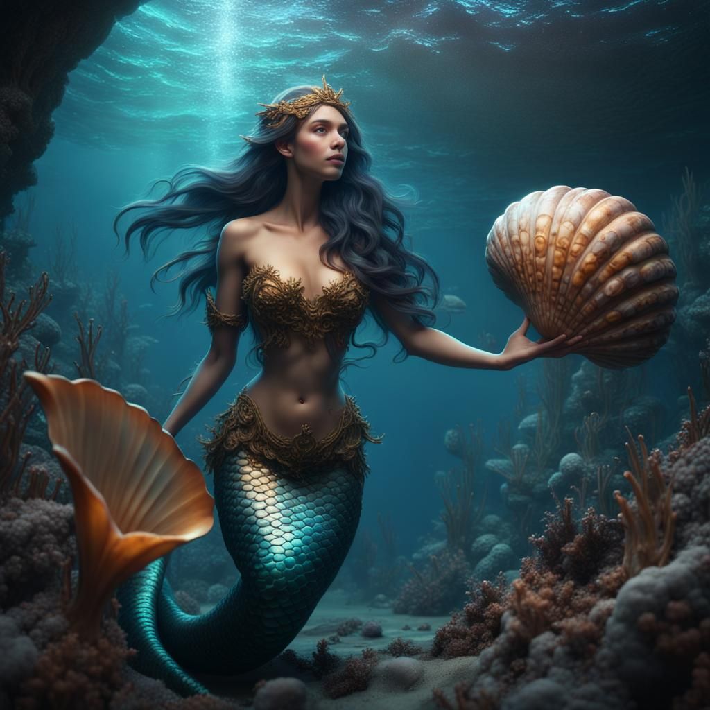 Mermaid in a Shell: Fantasy Concept Art