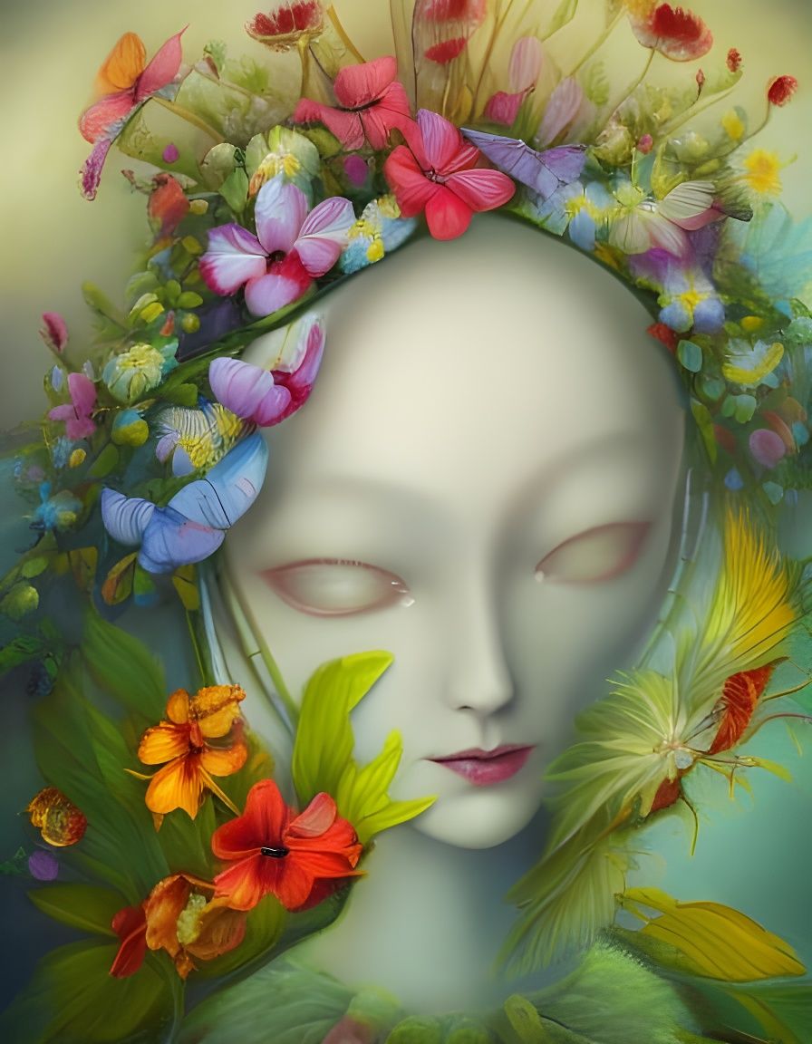 Hyperrealistic 3D Flower People in Fantasy Diorama