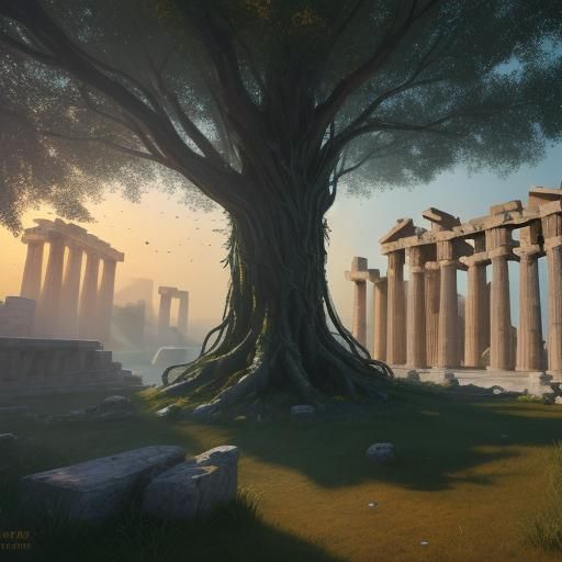 Heroic Demigod in Ancient Greek City