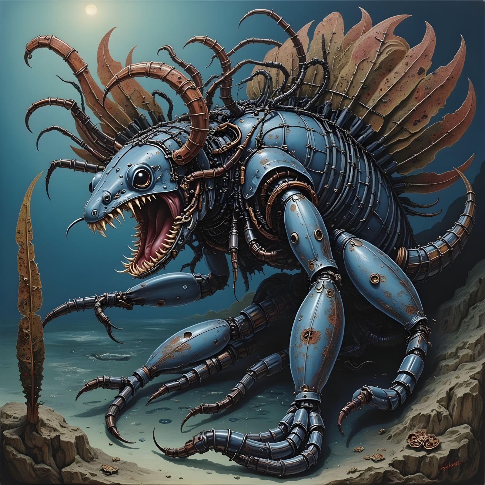 Aquatic Predator in Junji Ito Style