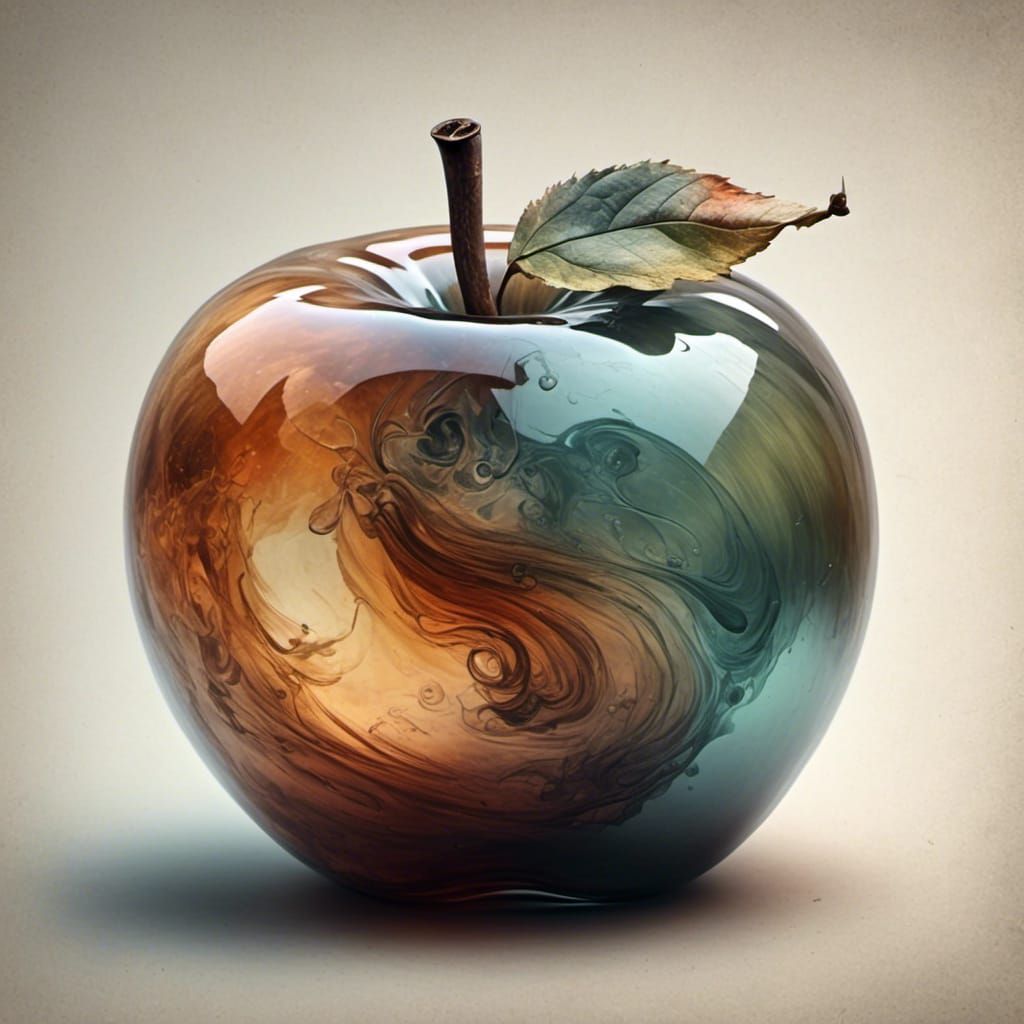 Glass Apple with Smoke, Close-Up Sketch