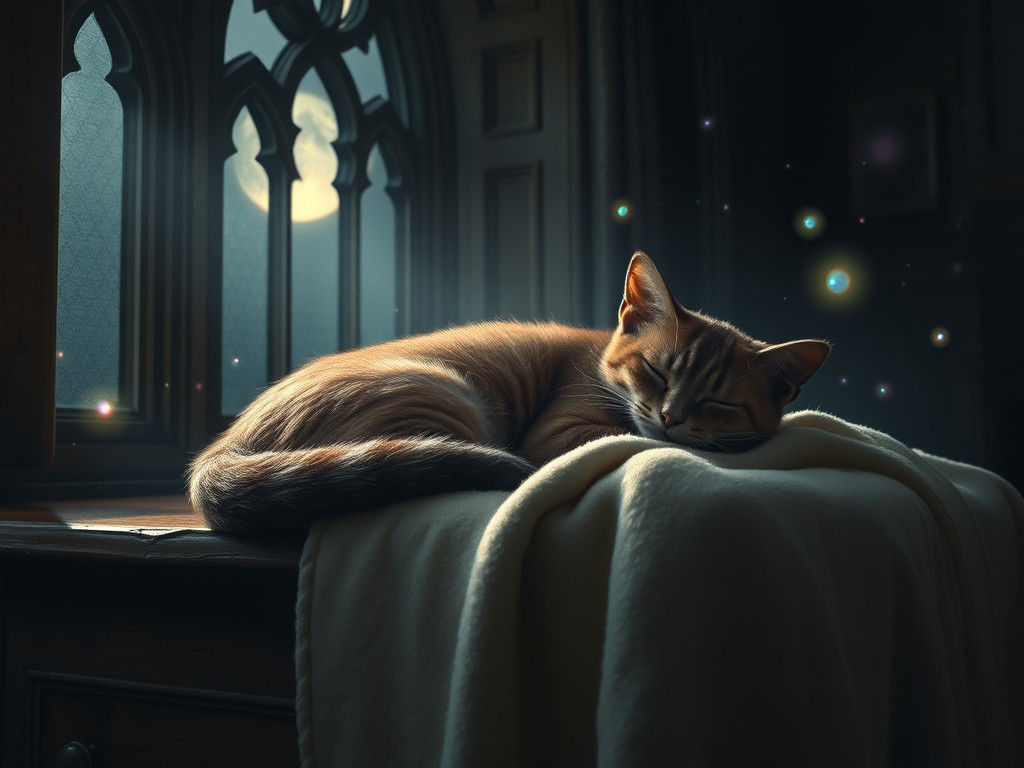 Serene, Moonlit Feline Dream