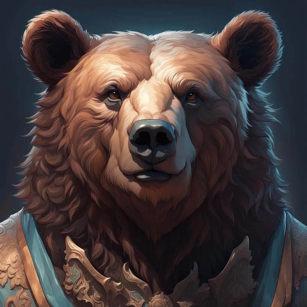Hyperdetailed Bear Portrait in Volumetric Lighting