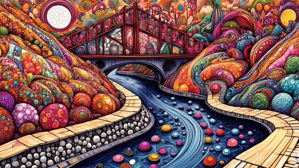 Surreal Cyberpunk Landscape with Brutalist Architecture and ...