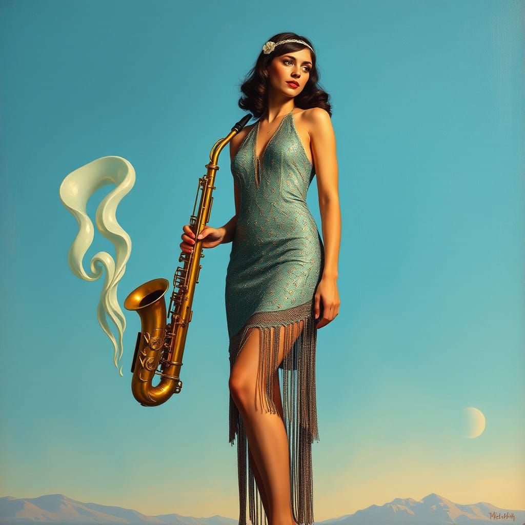 Surrealist Flapper Girl in Dreamlike State