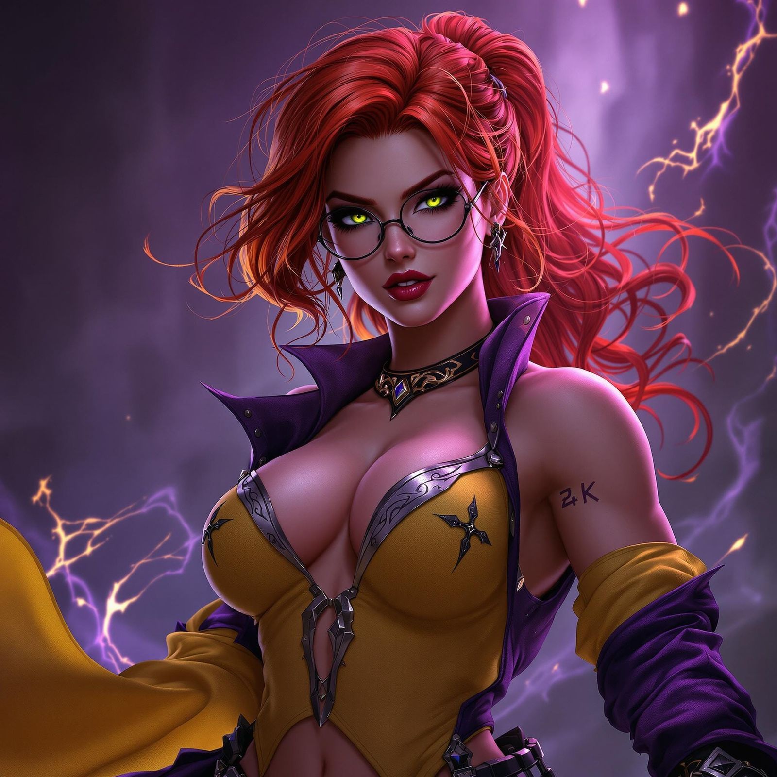 Fantasy Woman with Glasses in Digital Art Style