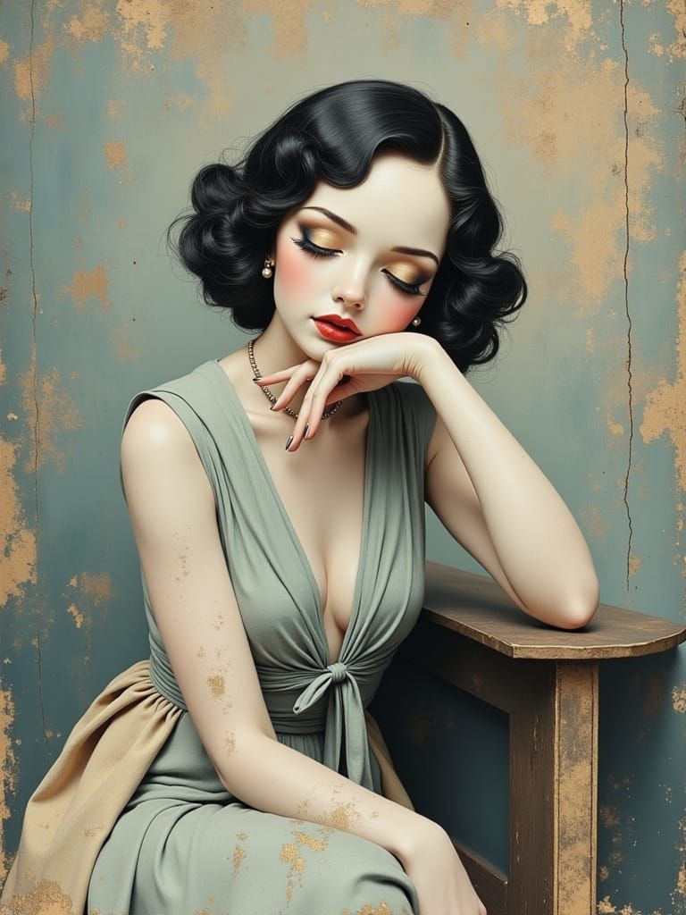 Glamorous 1920s Movie Star in Baroque Style