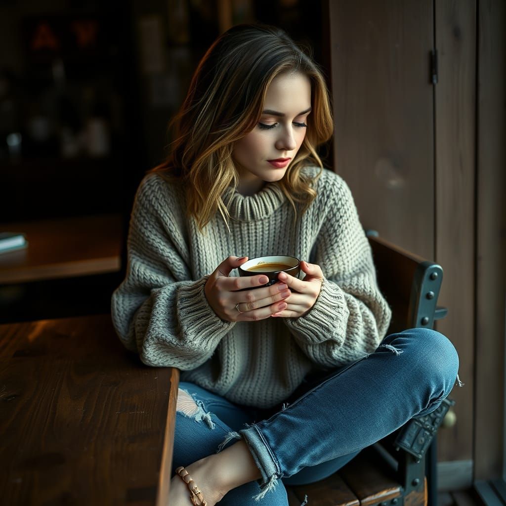 Sabrina Carpenter Savoring a Moment of Intimacy with Espress...