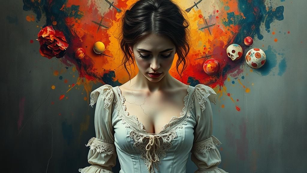 Heartbroken Woman in Surrealist Impasto Dreamscape