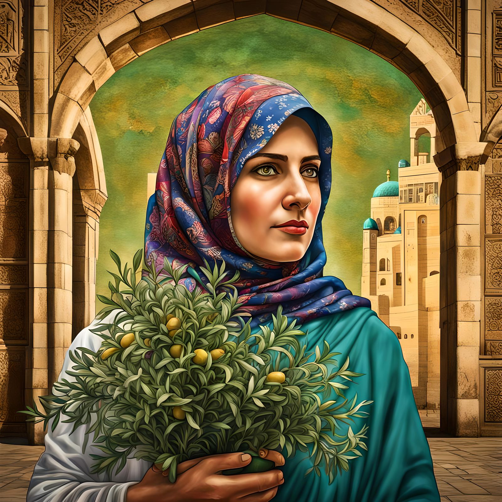 Mother Palestine: Digital Artwork in Neo-Impressionistic Sty...