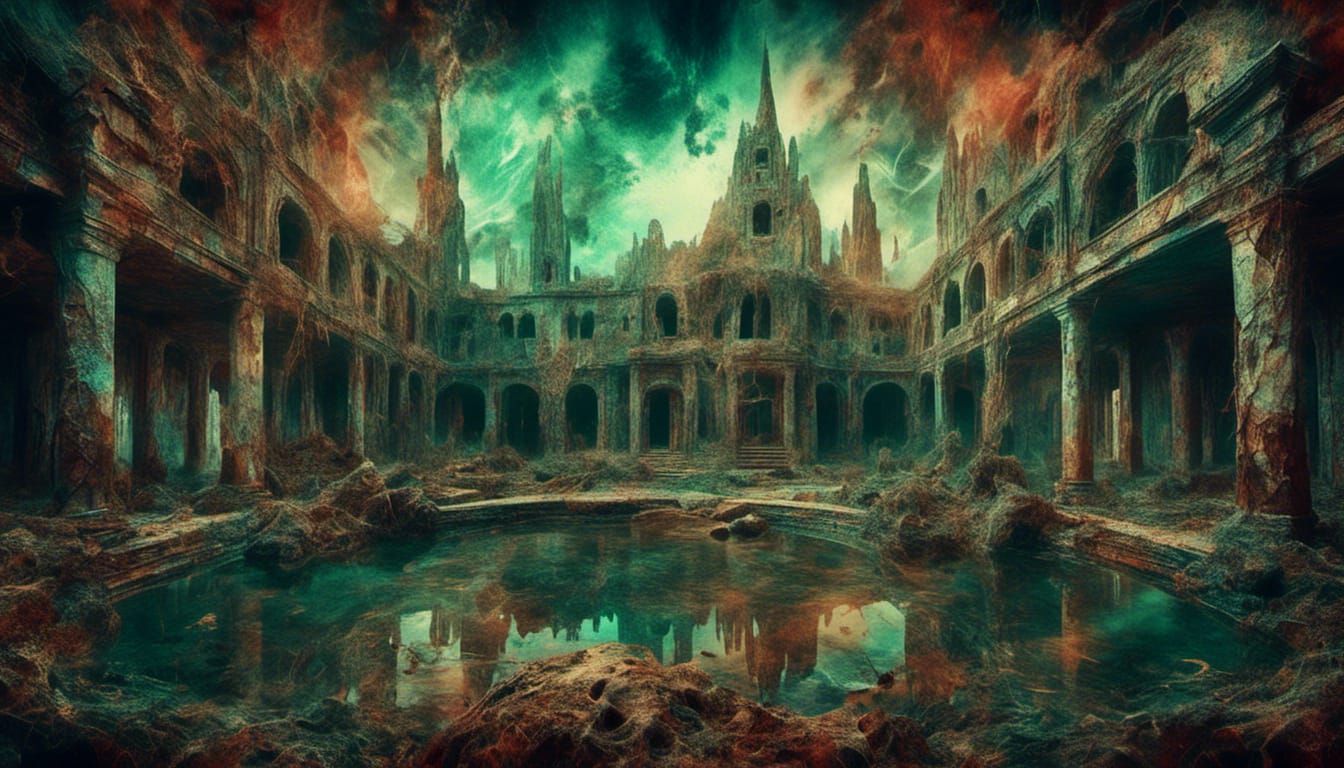 Surreal Ancient Temple Labyrinth with Occult Secrets