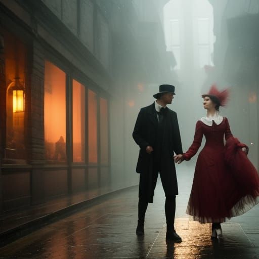 Victorian London Fog: Impressionistic Oil Painting