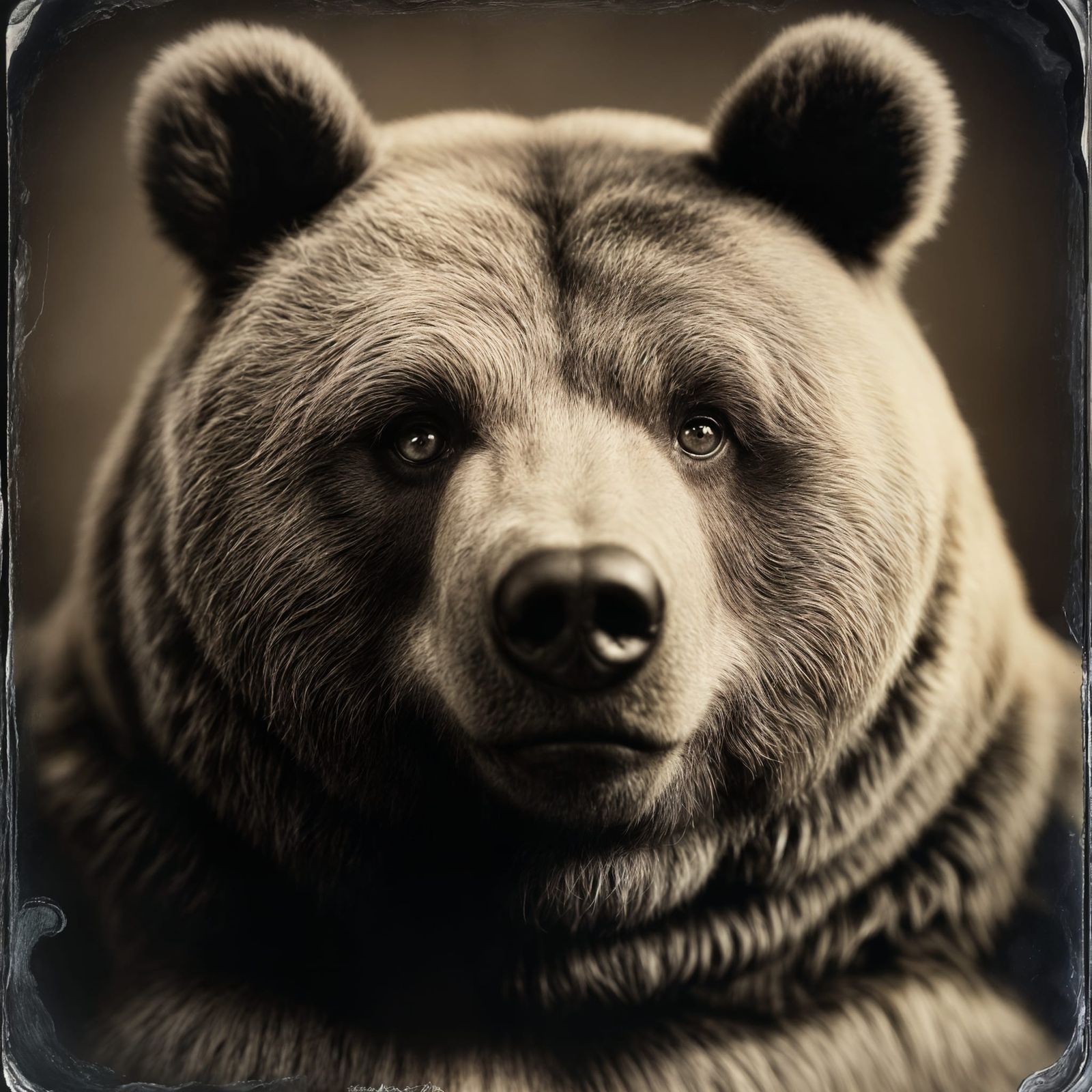 Dignified Kodiak Bear: A Tintype Portrait