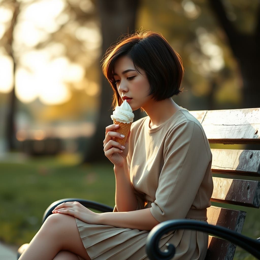 Elegant Young Woman Savoring a Moment of Peace