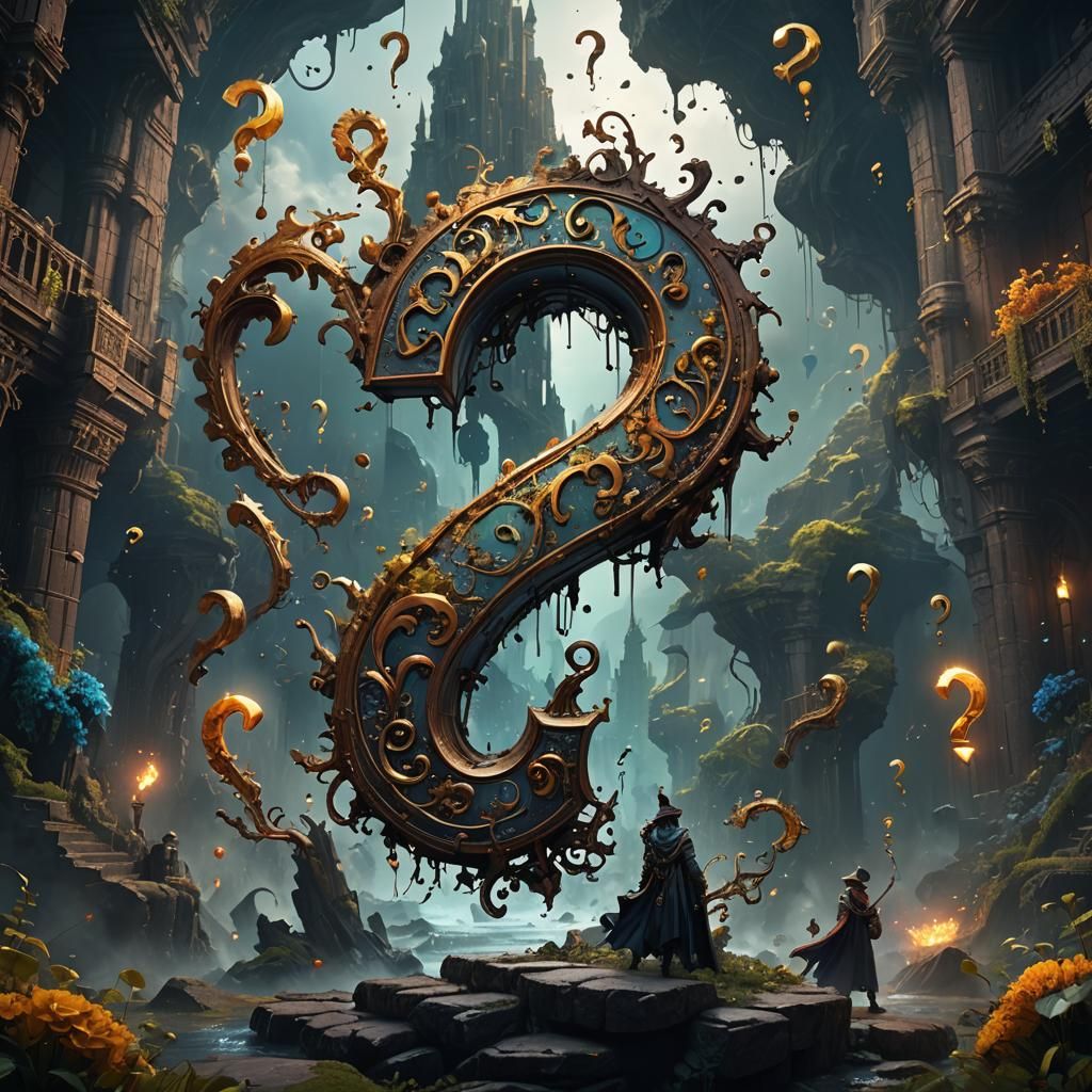 Fantastical Question Mark Concept Art in 8k