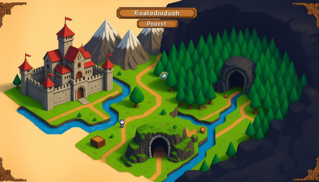 Retro Pixel Art Fantasy World Map