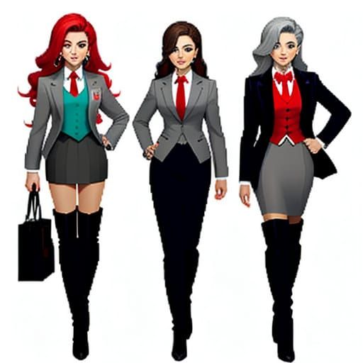 8-Bit Businesswomen in Stylish Suits