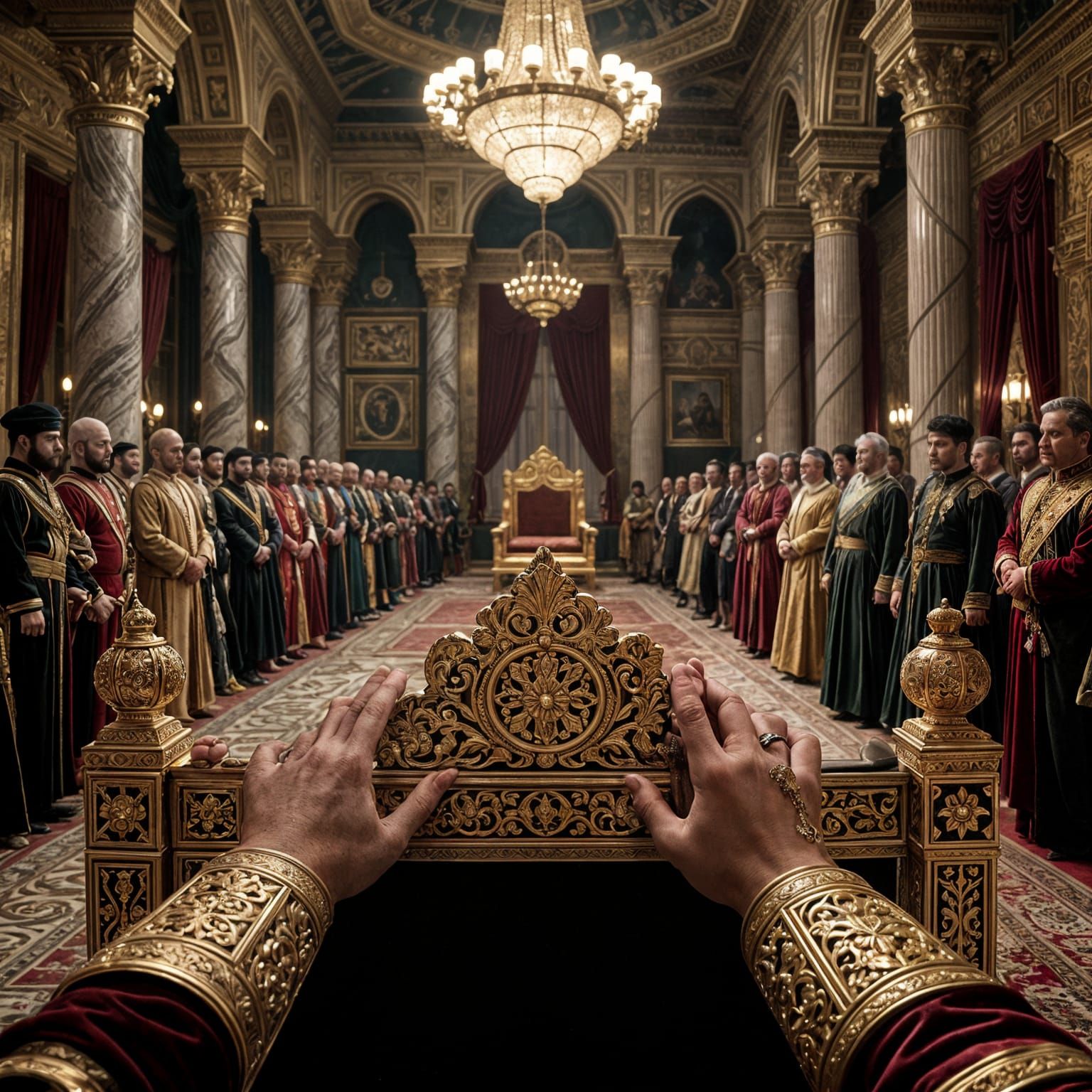 King's Hands on Throne in Ottoman Style