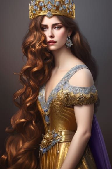 Medieval Queen Portrait in Hyperdetailed Style