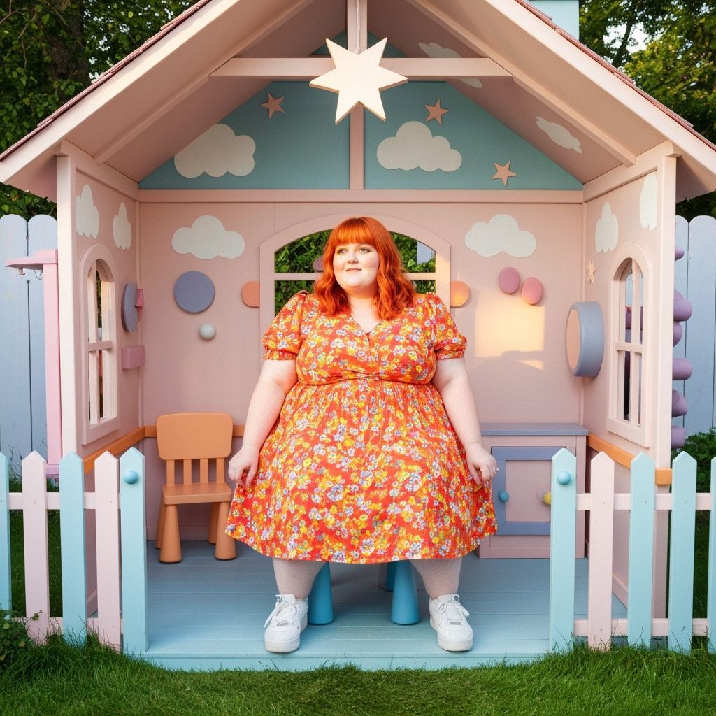 Woman in Playhouse: Whimsical Art Style