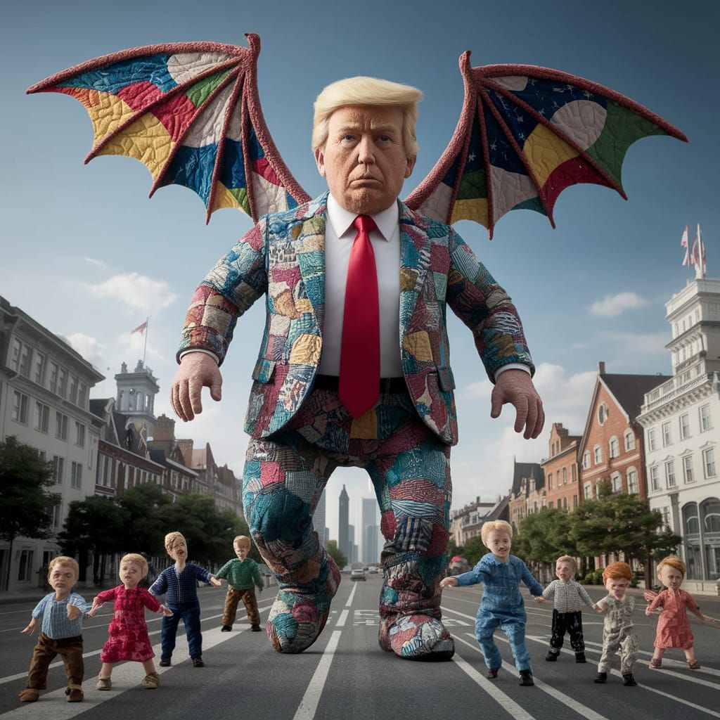 3D Stuffed push plushy Winged kaiju    monster  Donald Trump...