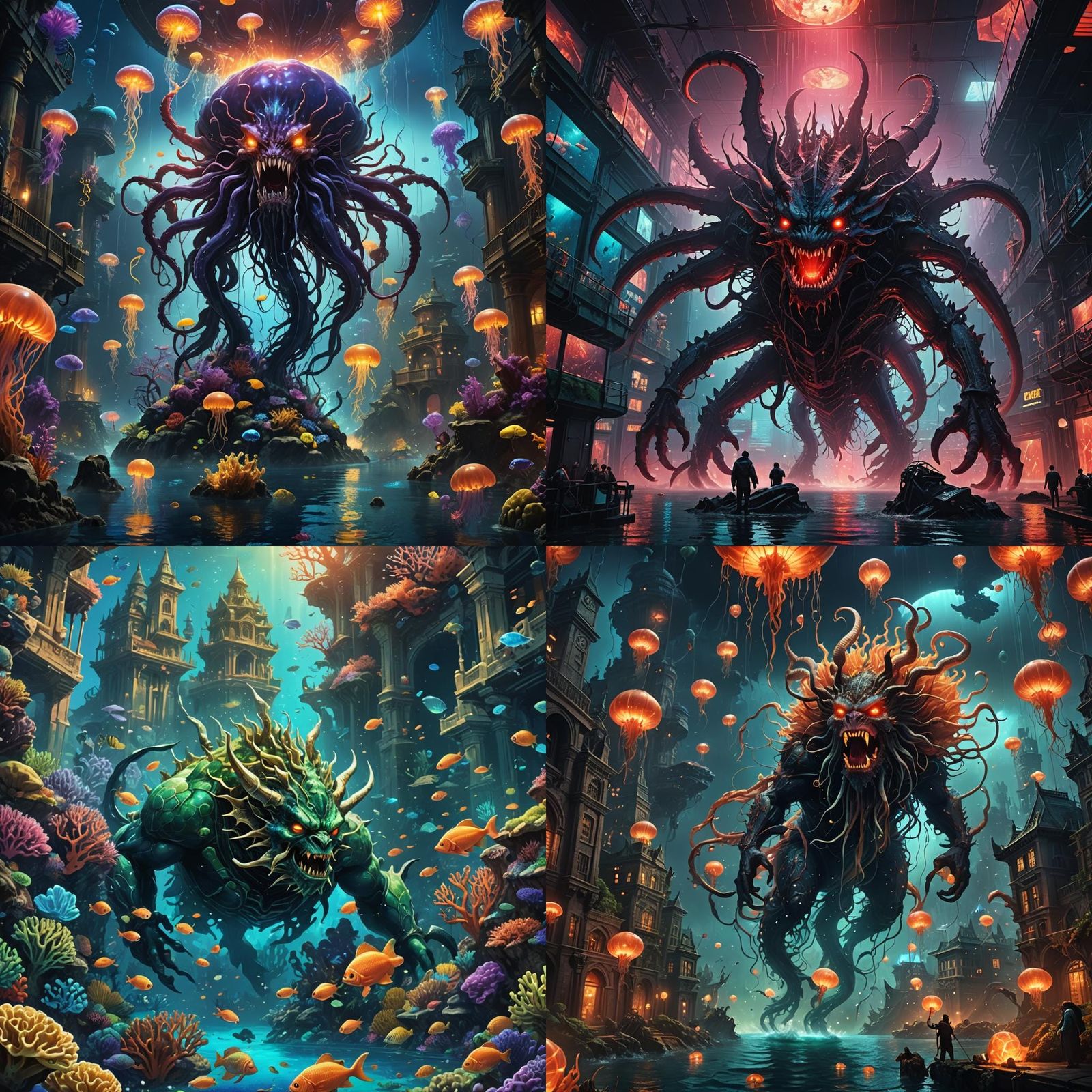 Fantastical Demon Sea World Aquarium in Detailed Matte Paint...