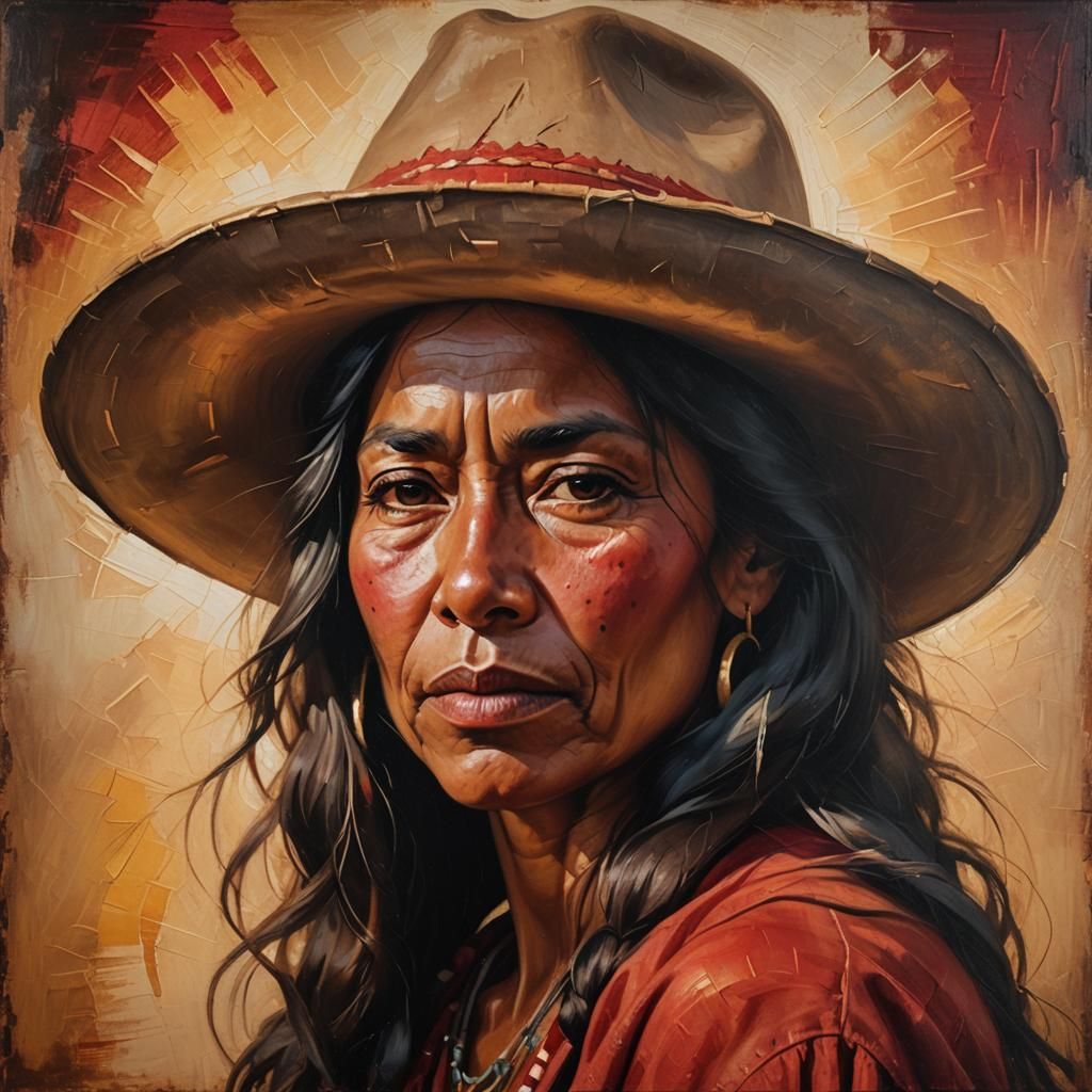 Cherokee Woman's Portrait in the Style of Andrew Wyeth