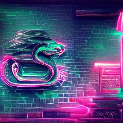 Slytherin Crest in Synthwave Neon Style