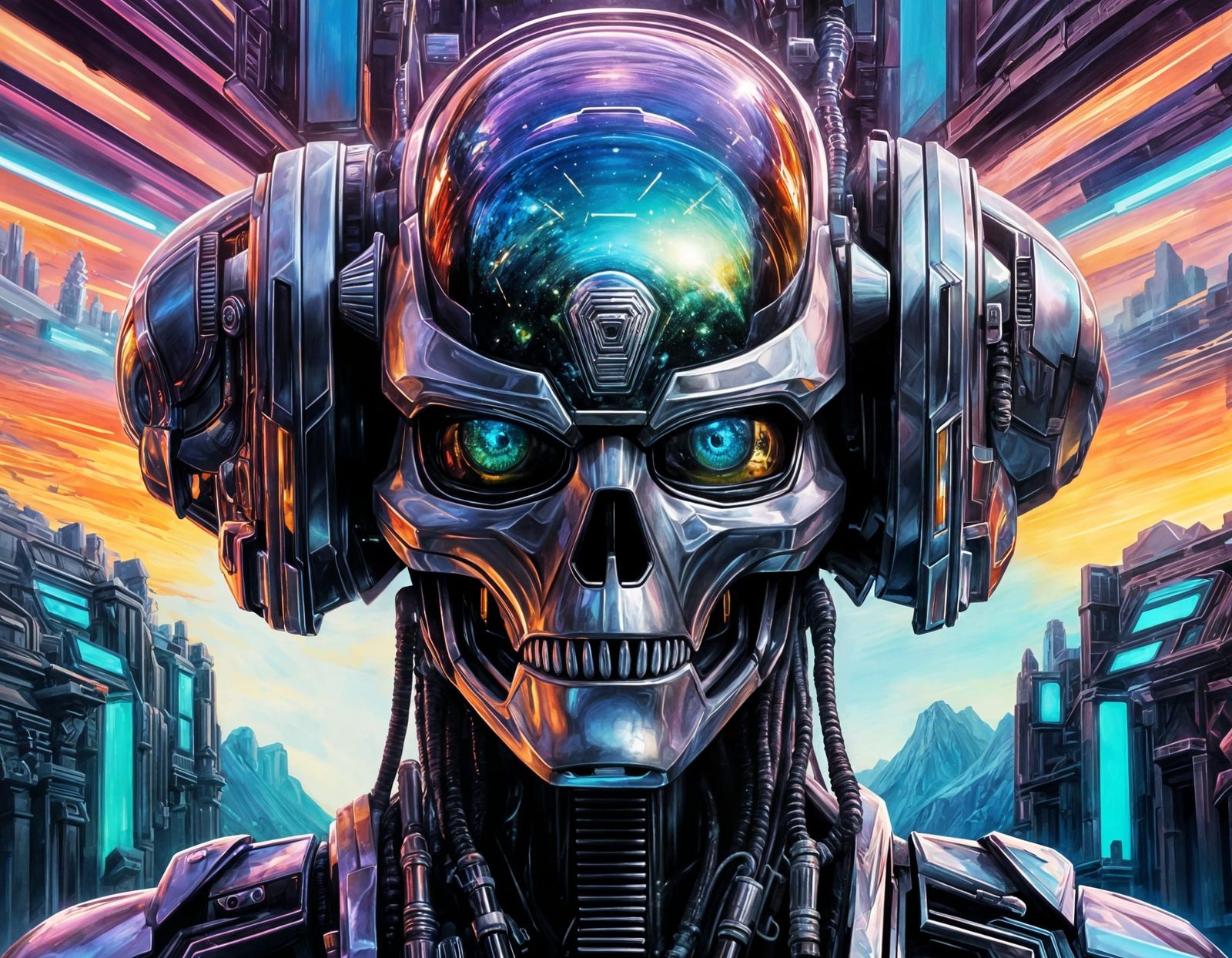 Colossal Robot in Hyperrealistic Sci-Fi Style