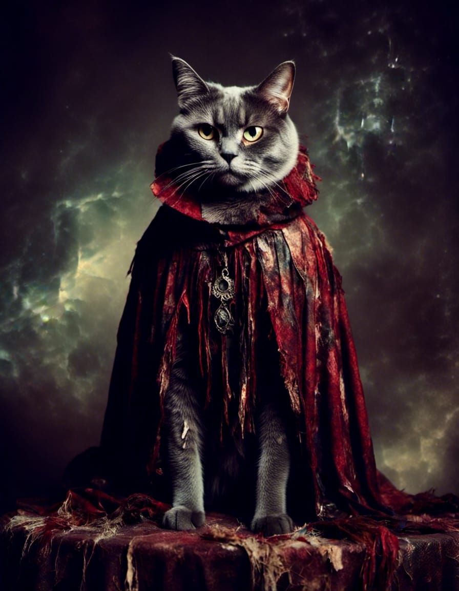 wizard cat in a meat cloak!