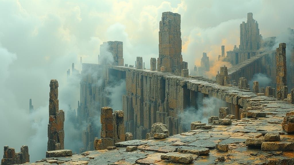 Abstract Venice Blueprint Merging into Landscape