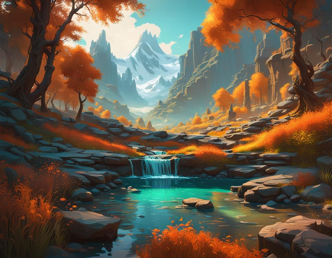 Evening Landscape Concept Art in 8K