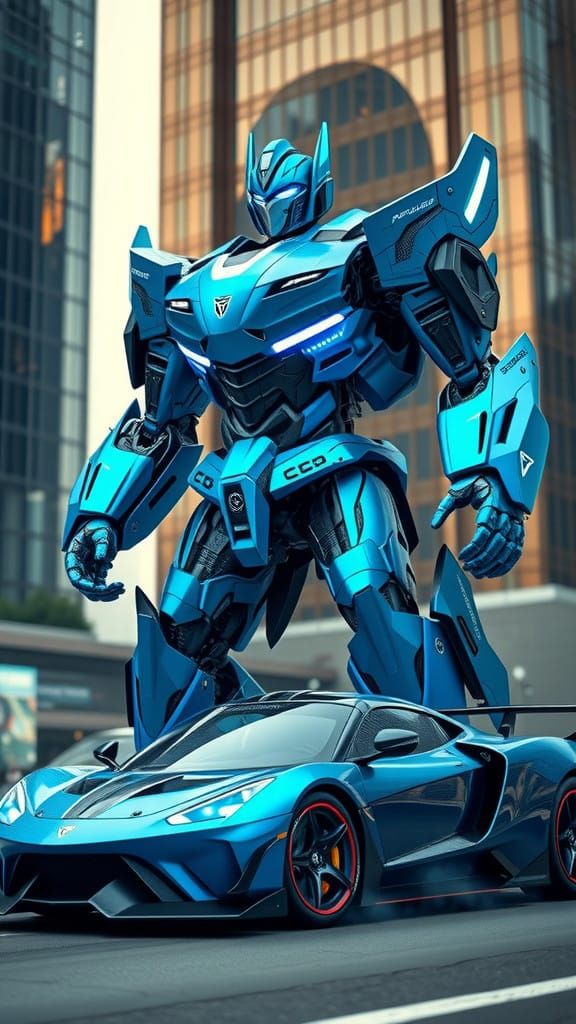 Colossal Autobot in Futuristic Urban Landscape