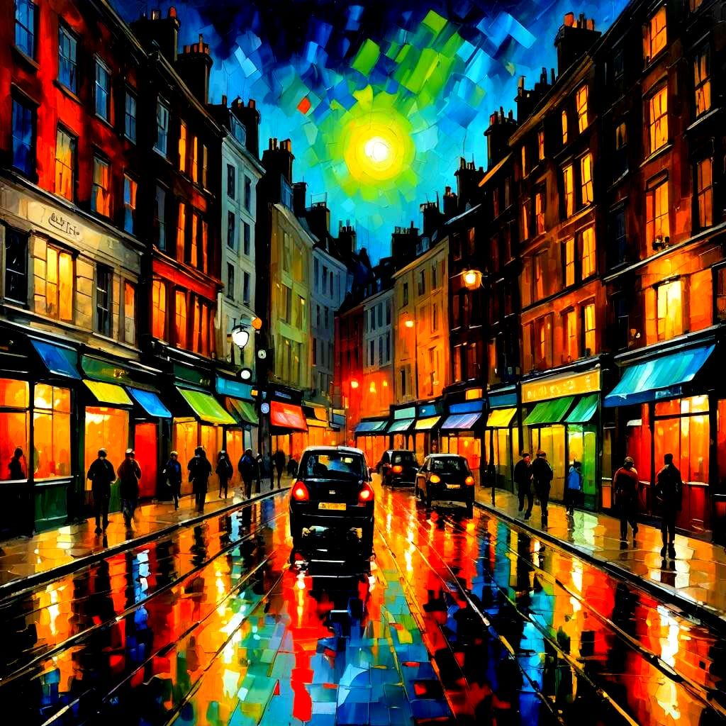 London Cityscape: Expressionist Oil Painting in Impasto Styl...