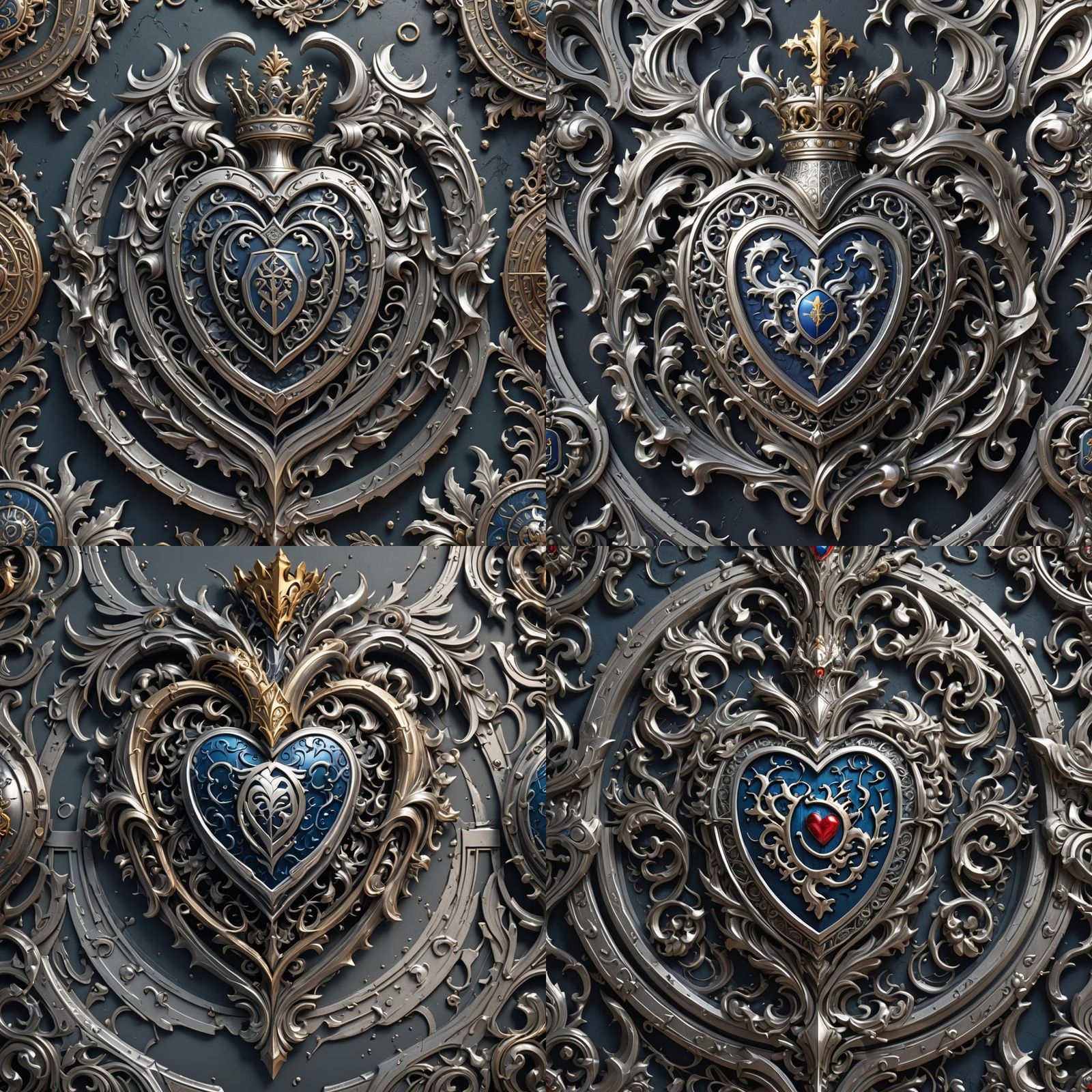 Silver Heart Family Crest: Detailed Matte Painting