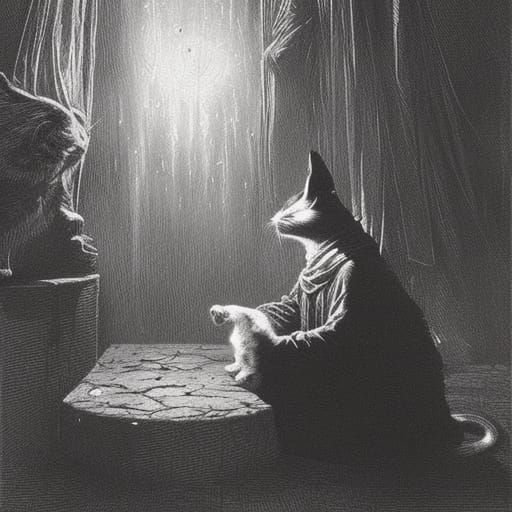 Warlock Cursing a Cat in Horrific Style