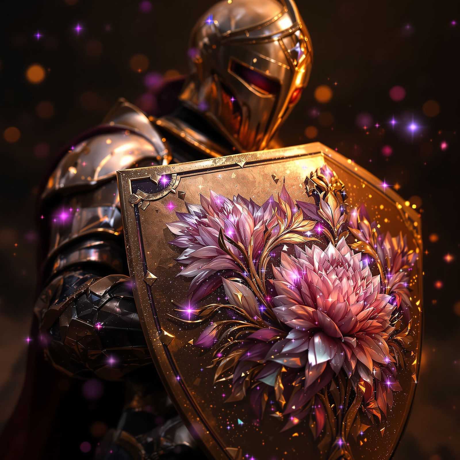 Graceful Knight with Flowery Sigil, Photorealistic